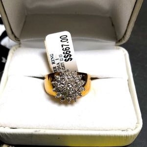 10k 1ct diamond cluster ring